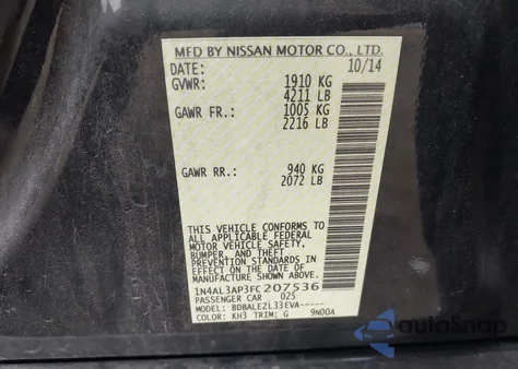 2015 Nissan Altima 2.5 S from USA, damaged, VIN 1N4AL3AP3FC207536